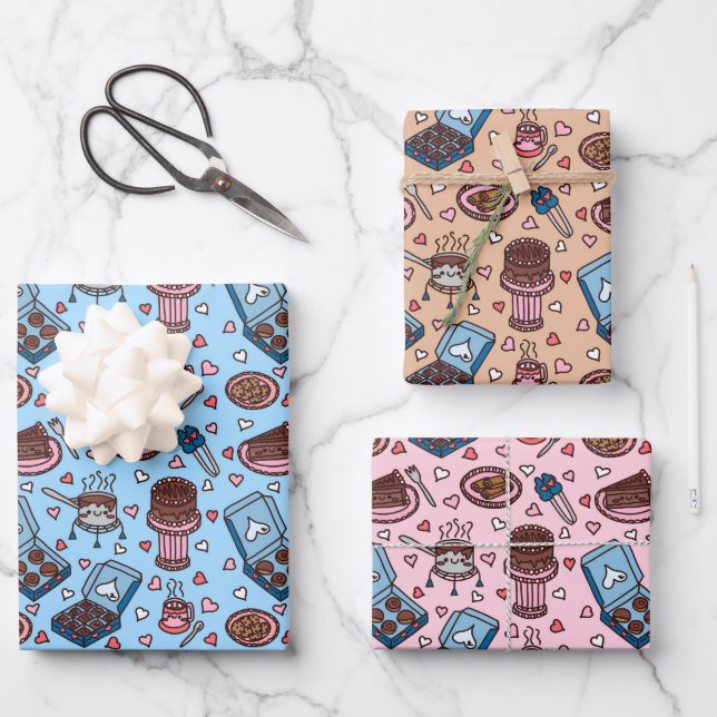 Chocolate theme cute wrapping paper sheets (Front)