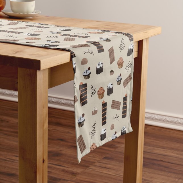Chocolate Theme Pattern Long Table Runner (In Situ)