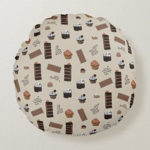 Chocolate Theme Pattern Round Cushion