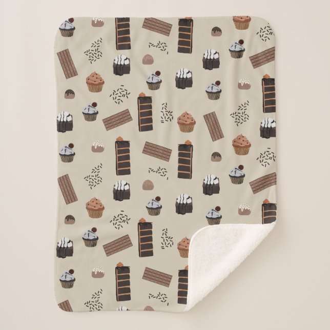 Chocolate Theme Pattern Sherpa Blanket (Front)