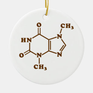Chocolate Theobromine Molecular Chemical Formula Ceramic Tree Decoration