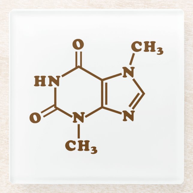 Chocolate Theobromine Molecular Chemical Formula Glass Coaster (Front)