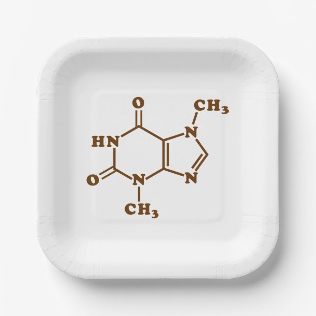 Chocolate Theobromine Molecular Chemical Formula Paper Plate (Front)