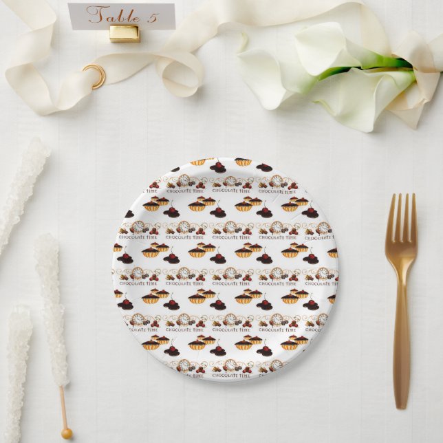 Chocolate Time Pattern Paper Plate (Wedding)