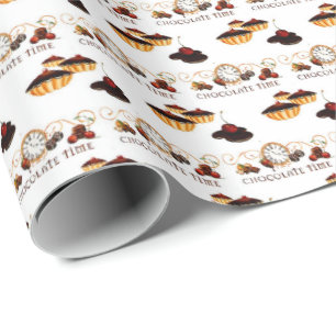 Chocolate Time Pattern Wrapping Paper
