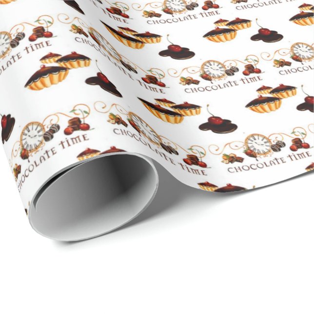 Chocolate Time Pattern Wrapping Paper (Roll Corner)