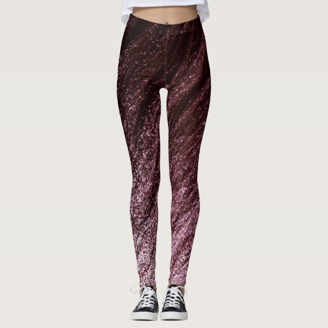 Chocolate to Garnet Red to Pastel Pink Ombre Leggings (Front)