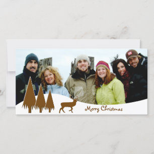 Chocolate Trees & Deer  Merry Christmas Holiday Card