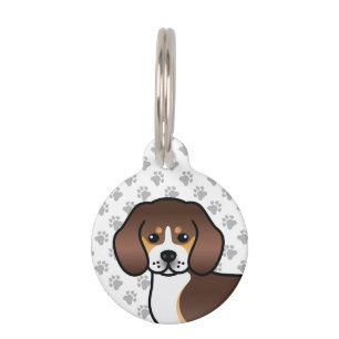 Chocolate Tricolor Beagle Cartoon Dog & Pet's Info Pet Tag
