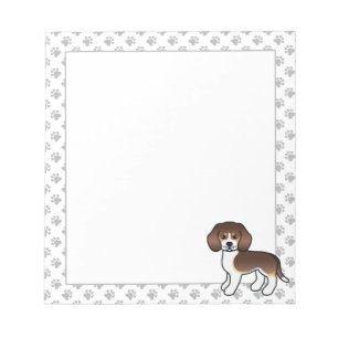 Chocolate Tricolor Beagle Cute Cartoon Dog & Paws Notepad