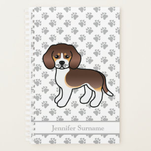 Chocolate Tricolor Beagle Cute Cartoon Dog & Text Planner