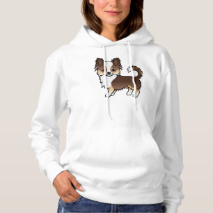 Chocolate Tricolor Long Coat Chihuahua Cartoon Dog Hoodie