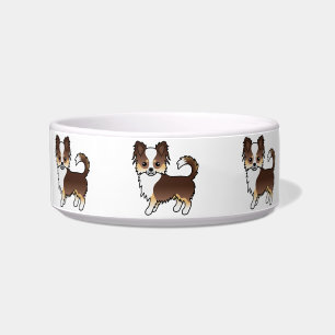 Chocolate Tricolor Long Coat Chihuahua Cute Dogs Bowl
