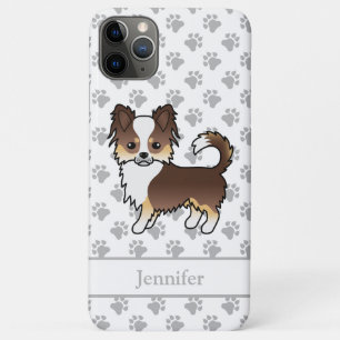 Chocolate Tricolor Long Coat Chihuahua Dog & Name iPhone 11 Pro Max Case