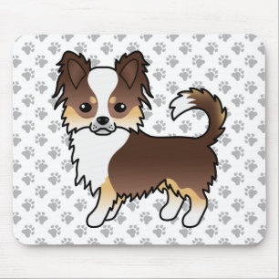 Chocolate Tricolor Long Coat Chihuahua Dog & Paws Mouse Mat