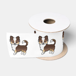 Chocolate Tricolor Long Coat Chihuahua Dog Satin Ribbon