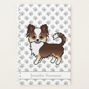 Chocolate Tricolor Long Coat Chihuahua Dog & Text Planner