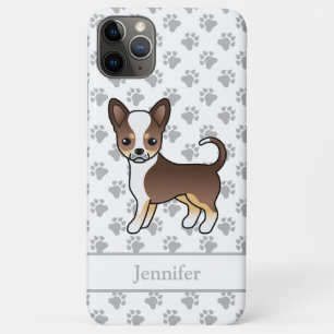 Chocolate Tricolor Smooth Coat Chihuahua & Name iPhone 11 Pro Max Case