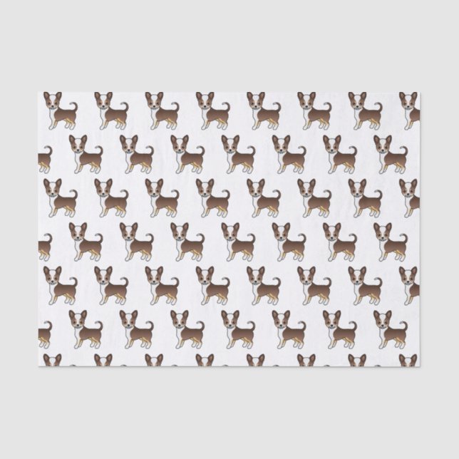 Chocolate Tricolor Smooth Coat Chihuahua Pattern Tissue Paper (Front)