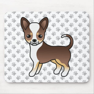 Chocolate Tricolor Smooth Coat Chihuahua & Paws Mouse Mat