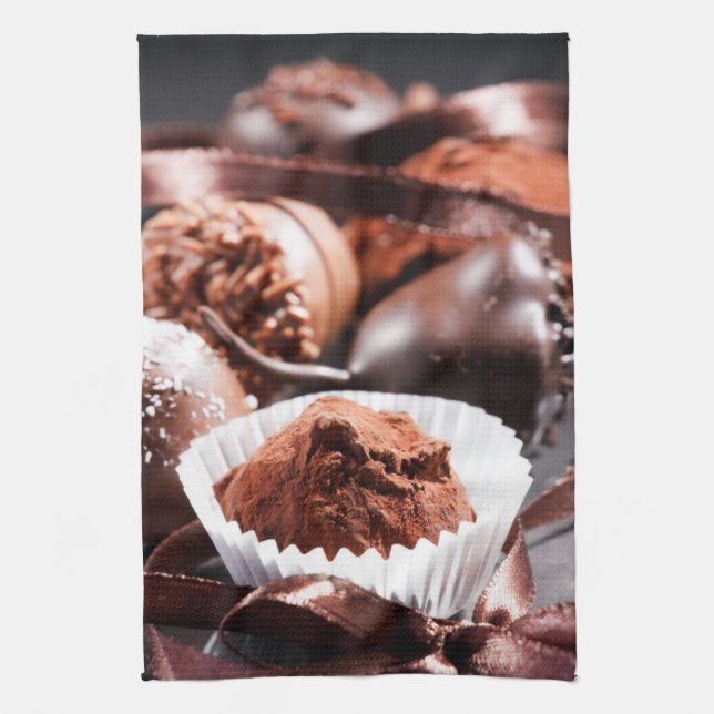 Chocolate truffles tea towel (Vertical)