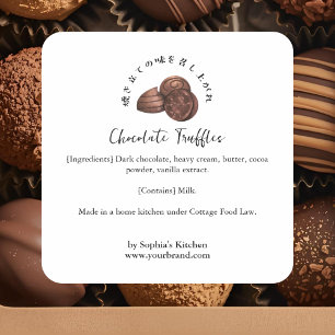 Chocolate Truffles Watercolor Bakery Ingredient Square Sticker