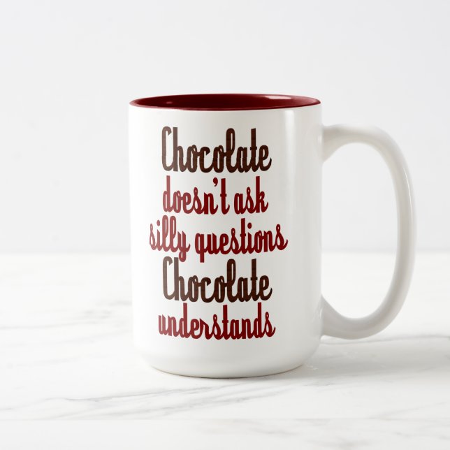 "Chocolate understands" funny quote Two-Tone Coffee Mug (Right)