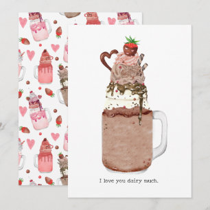 Chocolate Valentine Milkshake I Love You Pun Card