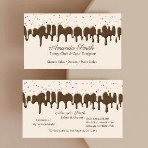 Chocolate & Vanilla Confetti Frosting Drip  Business Card