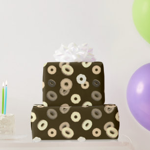 Chocolate vanilla doughnuts elegant pattern brown wrapping paper
