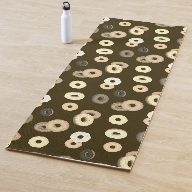 Chocolate vanilla doughnuts elegant pattern brown yoga mat (In Situ)
