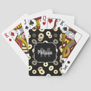 Chocolate vanilla doughnuts elegant pattern Monogr Playing Cards