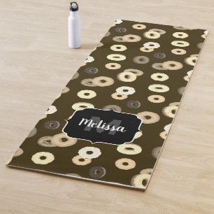 Chocolate vanilla doughnuts pattern brown Monogram Yoga Mat
