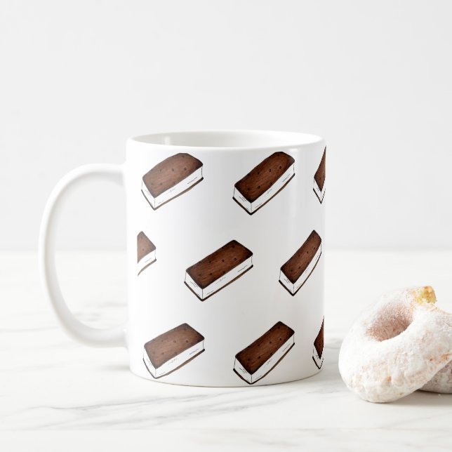 Chocolate Vanilla Ice Cream Sandwich Junk Food Coffee Mug (With Donut)