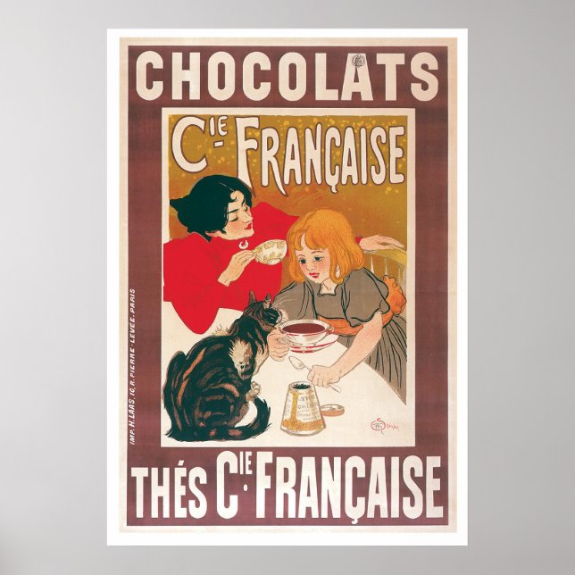 Chocolate ~ Vintage Hot Chocolate Drink Ad Poster (Front)