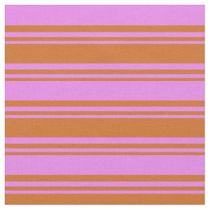 Chocolate & Violet Coloured Lined Pattern Fabric