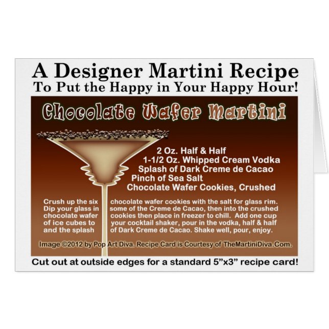 Chocolate Wafer Martini Recipe Greeting Note Card (Front Horizontal)