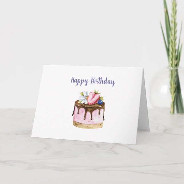 Chocolate Water Colour Birthday Card (Front)