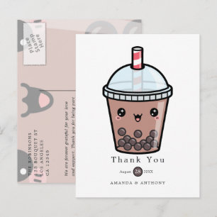 Chocolate Watercolor Floral Wedding Thank You Post Postcard