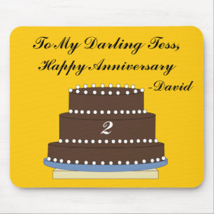 Chocolate Wedding Anniversary Cake Mouse Mat