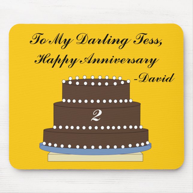 Chocolate Wedding Anniversary Cake Mouse Mat (Front)