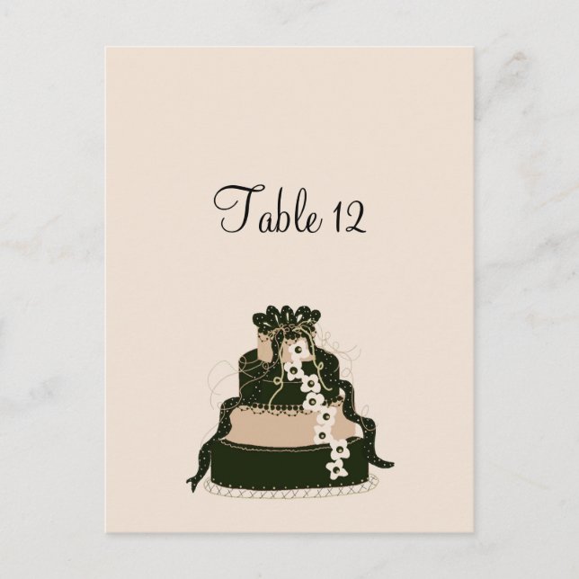 Chocolate Wedding Cake Table Seating Card (Front)