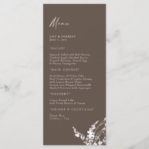 Chocolate Wedding Modern White Floral  Menu