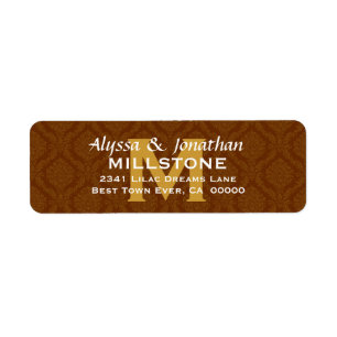 Chocolate Wedding Monogram Address Label V9