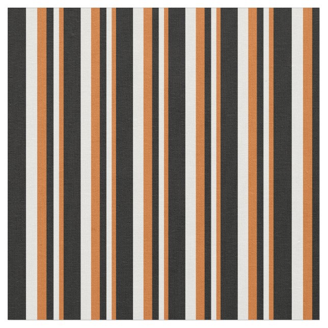 Chocolate, White & Black Stripes Pattern Fabric (Close Up)