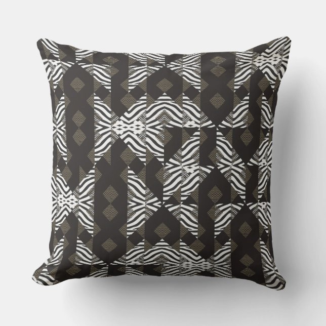 Chocolate White Geometric Design Pillow (Front)