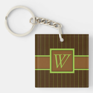Chocolate with Lime Pinstripes Acrylic Keychain