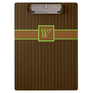 Chocolate with Lime Pinstripes Clipboard