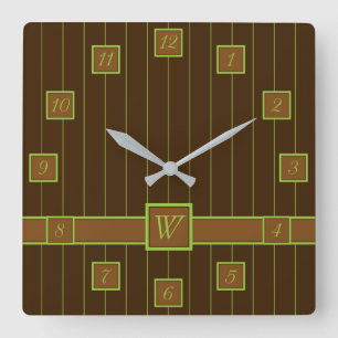 Chocolate with Lime Pinstripes Clock