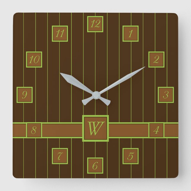 Chocolate with Lime Pinstripes Clock (Front)